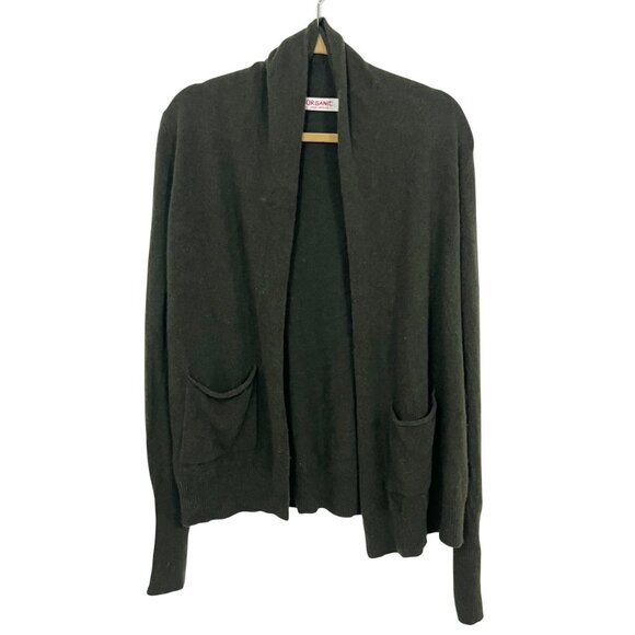 Organic John Patrick Green Cashmere Open Front Cardigan Sweater Size Medium - Picture 1 of 6